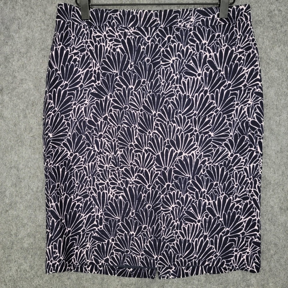 Ann Taylor LOFT Skirt Womens 6 Blue Pink Floral Print‎ Lined Pencil Stretch Work
